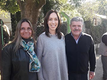 Ana Maria Martinez, la Gobernadora Vidal y Luis Baldo, durante el encuentro en Madariaga