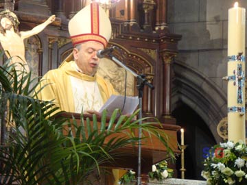 Monseor Antonio Marino, y un mensaje de Pascuas (foto Gimena Ciur)