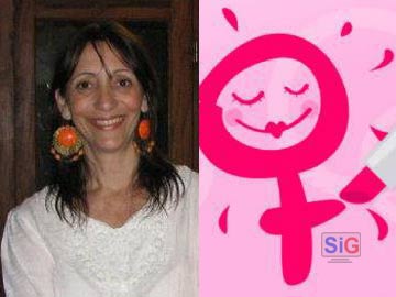 Elizabeth Pedersoli junto al logo de Mujeres Geselinas. Nuevos horarios de atencin