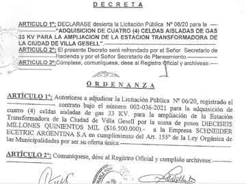 Decreto declarando desierta... ordenanza convalidando la misma licitacion.. papeln