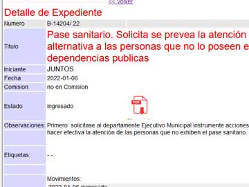 El expediente presentado ya se puede leer en la Mesa de Entradas Virtual del Bloque