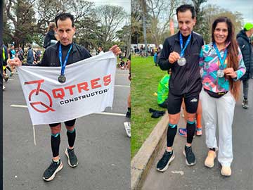 Roberto Benitez y Vicky Quilindro con destacada participacion en los 42k de Baires