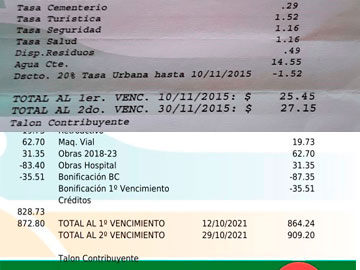 A modo de ejemplo: en La Carmencita, un 2945% de aumento en las Tasas, en 6 aos