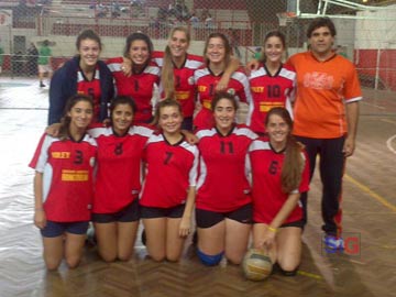 Las sub 18 junto al profesor Palacios en Necochea (foto M Palacios)